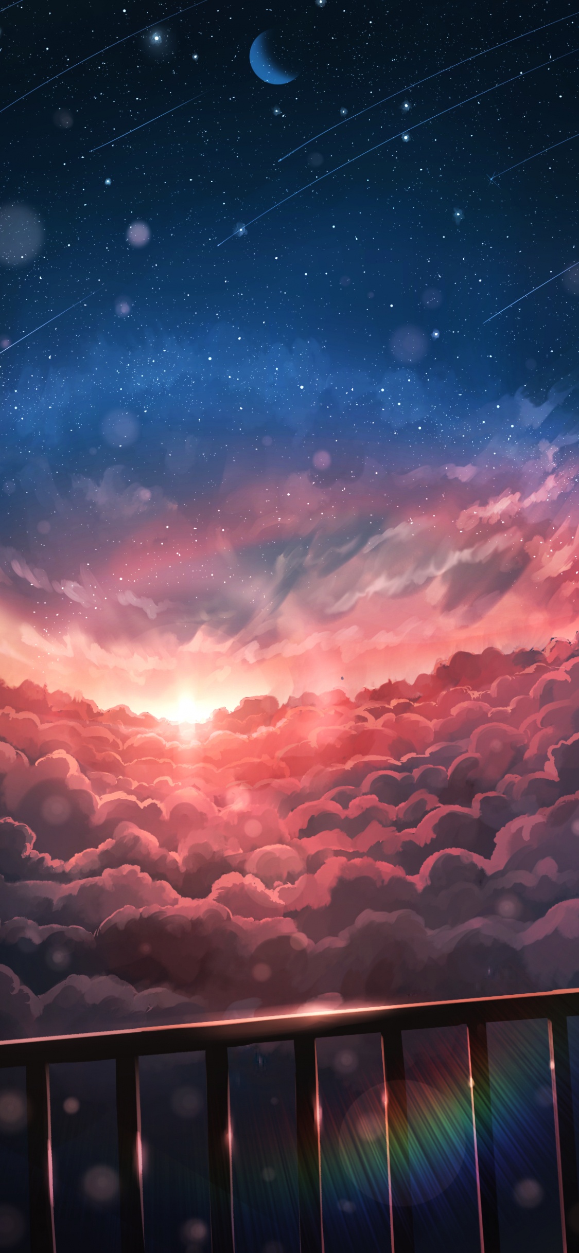 Ilustración de Galaxia Roja y Azul. Wallpaper in 1125x2436 Resolution