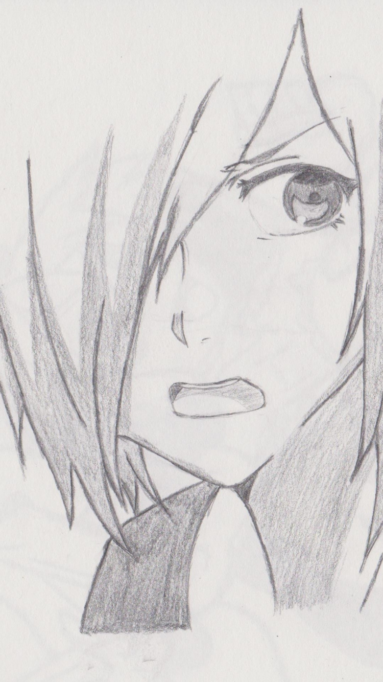 Femme Aux Cheveux Longs Croquis. Wallpaper in 750x1334 Resolution