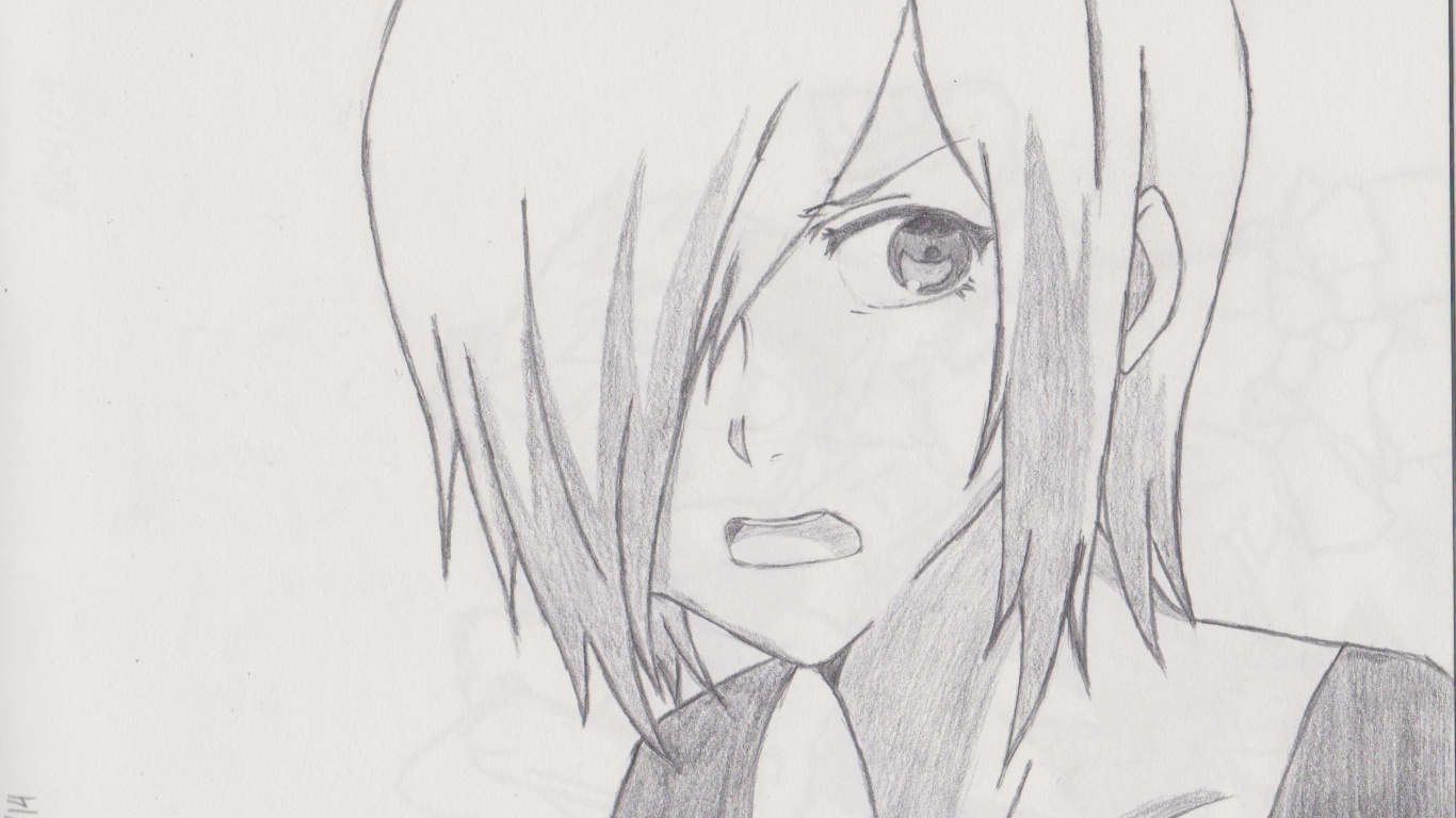 Woman With Long Hair Sketch. Wallpaper in 1366x768 Resolution