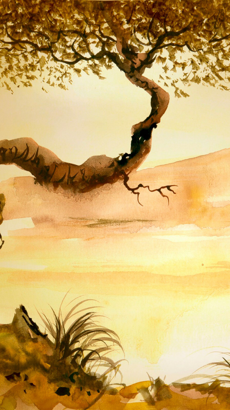 稀树草原, 野生动物, 艺术, 中国的艺术, 数码艺术 壁纸 750x1334 允许