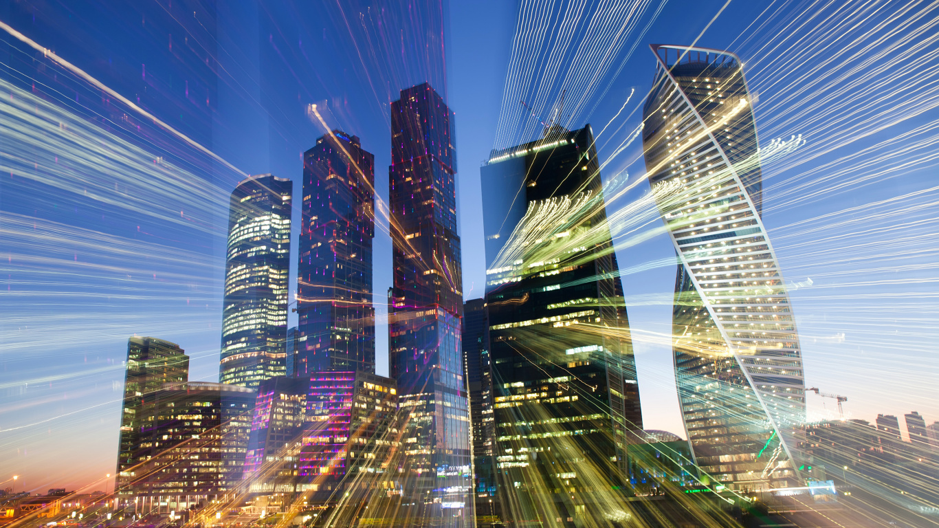 Time Lapse Photography of City Lights During Night Time. Wallpaper in 1366x768 Resolution