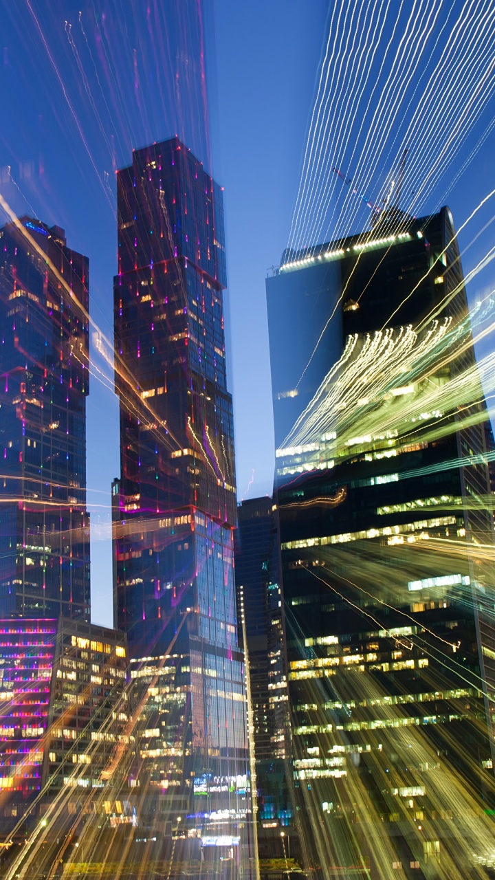 Time Lapse Photography of City Lights During Night Time. Wallpaper in 720x1280 Resolution