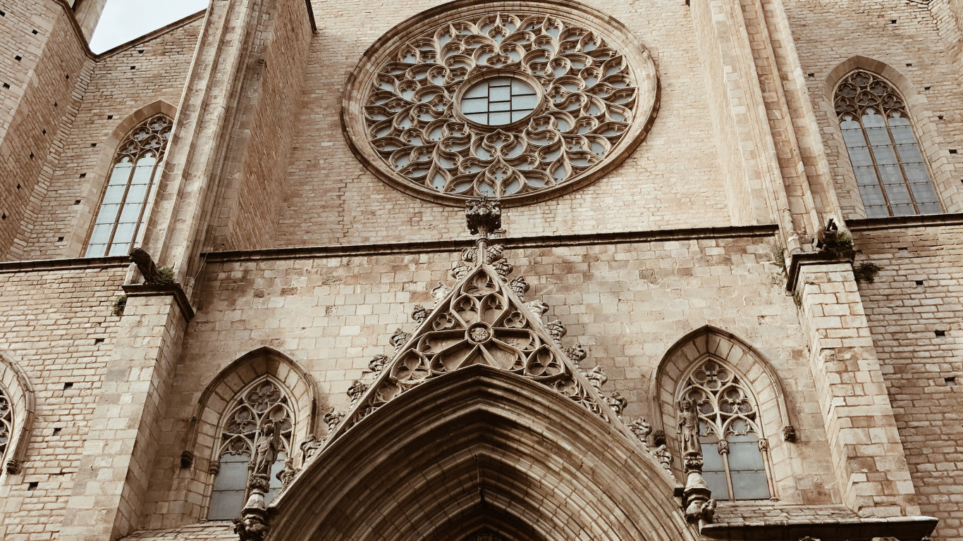 Santa Maria Del Mar., Mittelalter, Basilika Santa Maria Del Mar., Mittelalterliche Architektur, Architektur. Wallpaper in 1366x768 Resolution