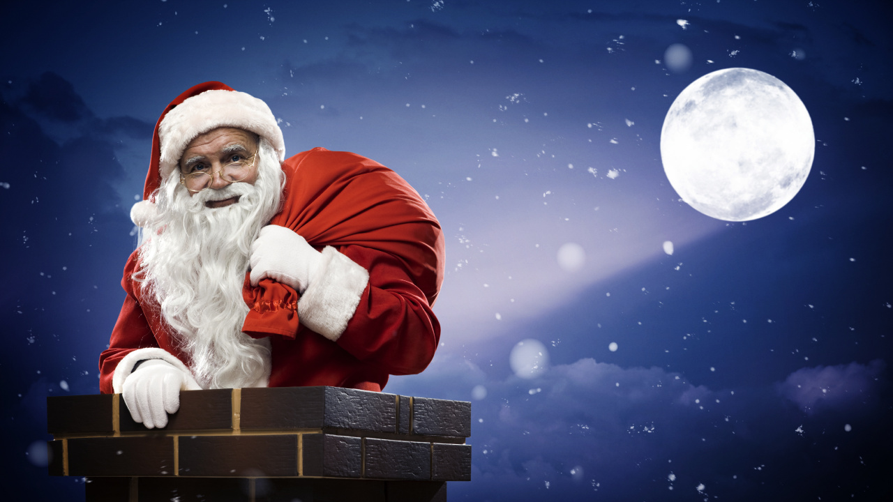 Weihnachtsmann, Weihnachten, Fiktiver Charakter, Ded Moroz, Kamin. Wallpaper in 1280x720 Resolution
