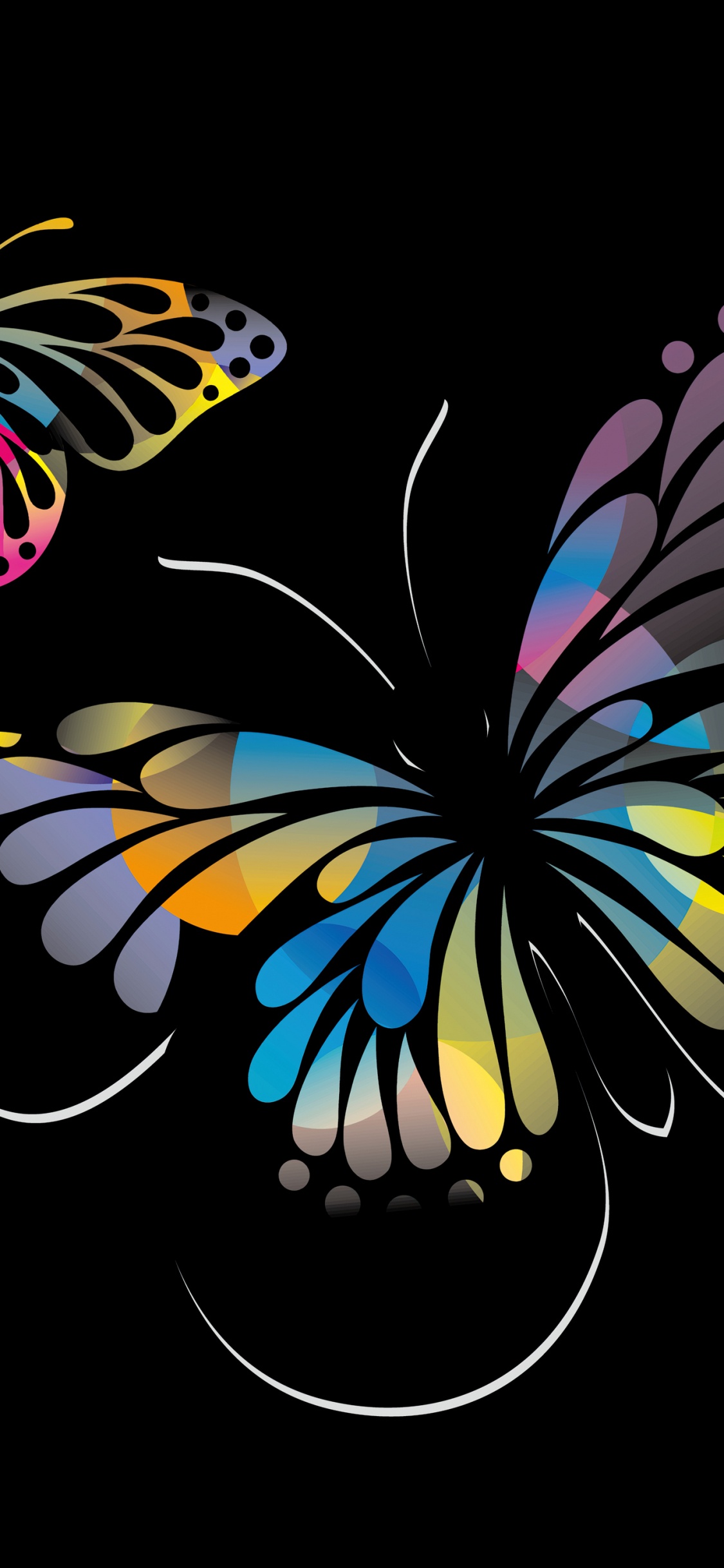 Design, Vektor-Grafiken, Fraktale Kunst, Bestäuber, Butterfly. Wallpaper in 1125x2436 Resolution