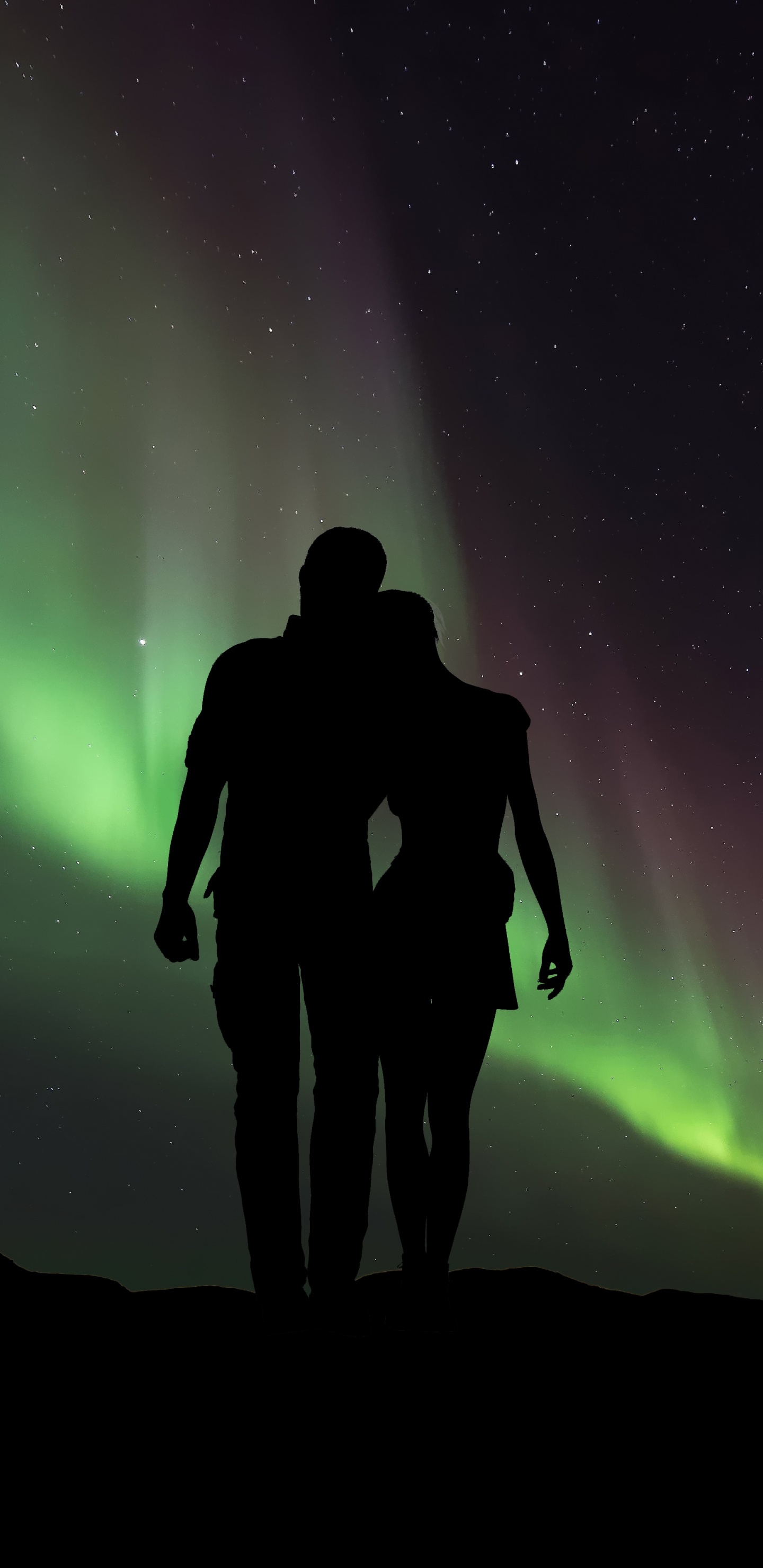Silueta, Aurora, Luz, Ambiente, Espacio. Wallpaper in 1440x2960 Resolution