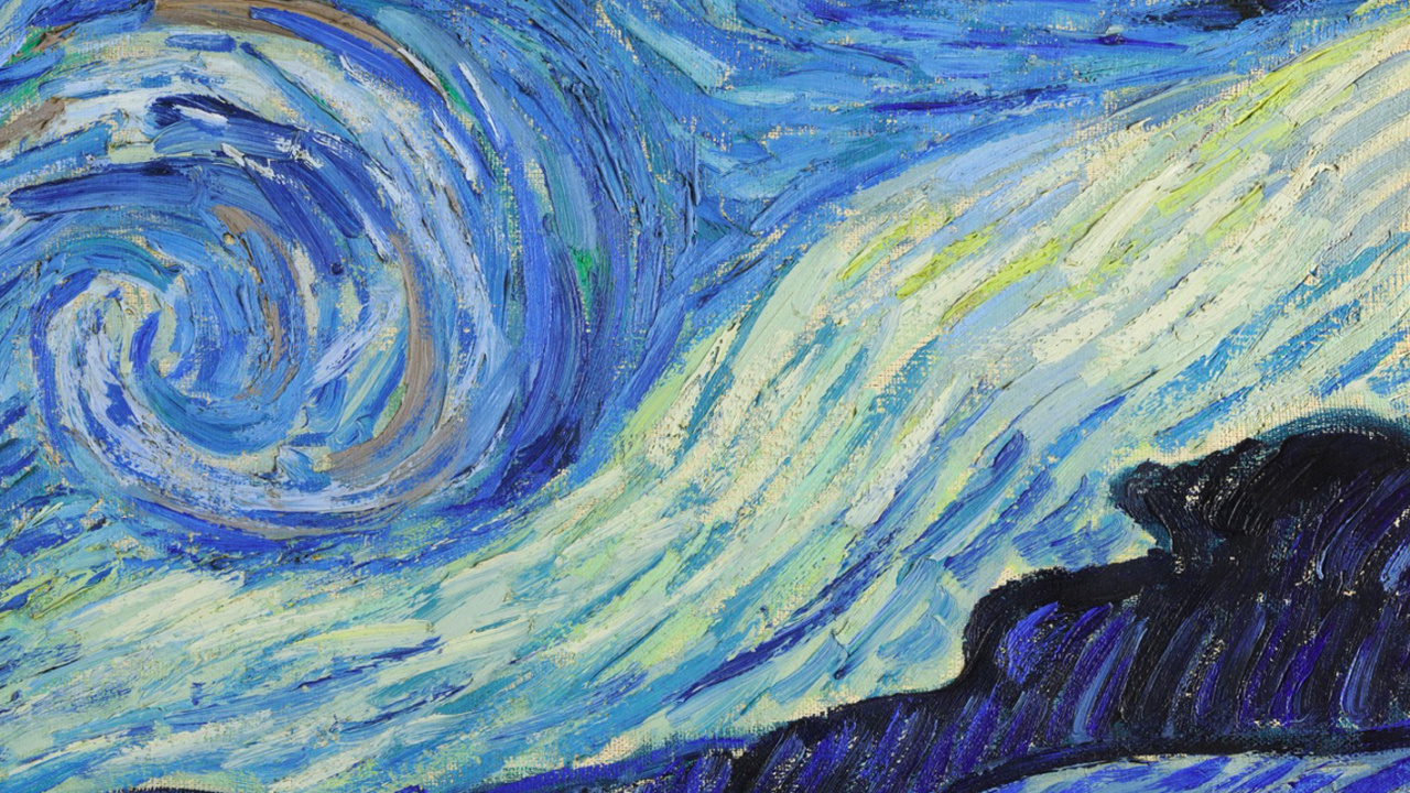 星的夜晚, 星夜的Rhne, 印象派, 海报, 色彩 壁纸 1280x720 允许