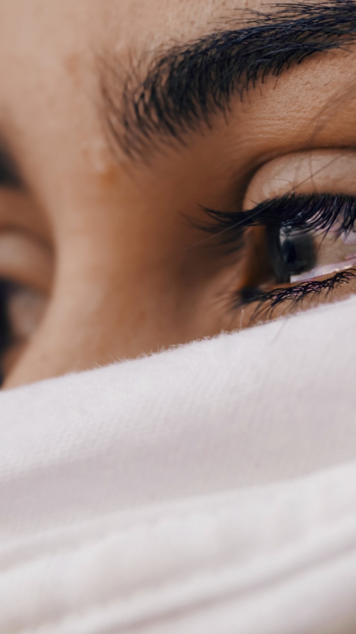 Woman Covering Her Face With White Textile. Wallpaper in 720x1280 Resolution