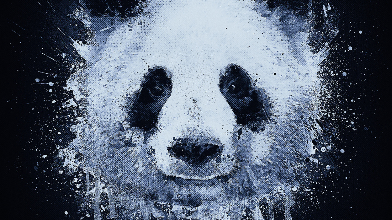 Pandas, Panda-Graffiti, Graffiti, Kunst, Malerei. Wallpaper in 1366x768 Resolution