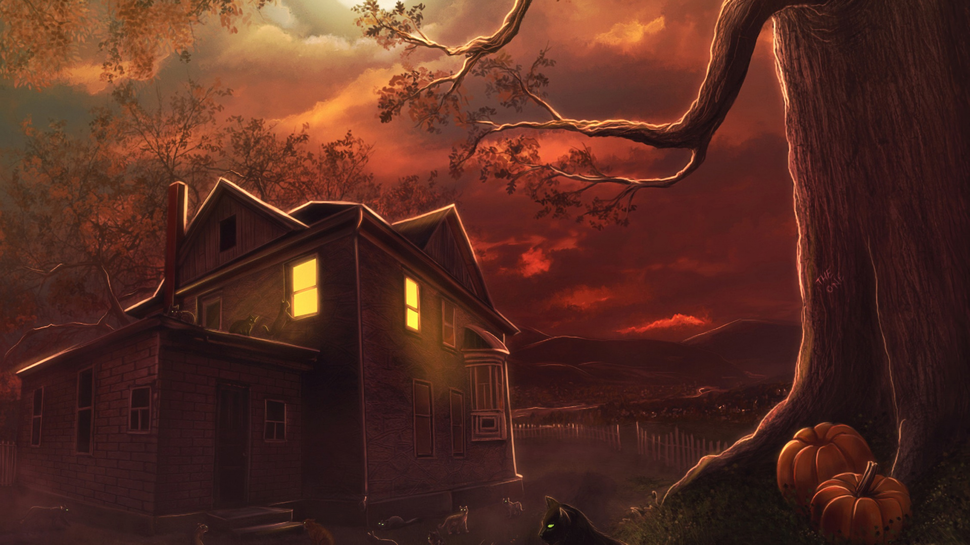 Brown House Near Trees and Bonfire During Daytime. Wallpaper in 1920x1080 Resolution