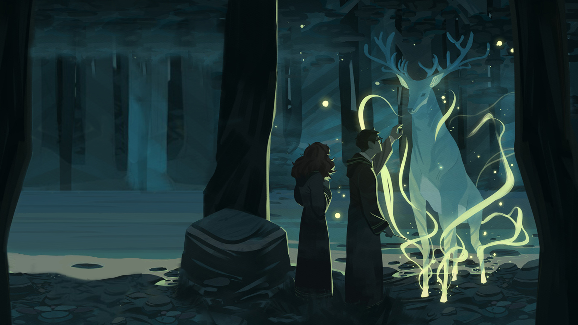 Hombre de Traje Negro de Pie Junto a Una Mujer de Vestido Negro. Wallpaper in 1920x1080 Resolution