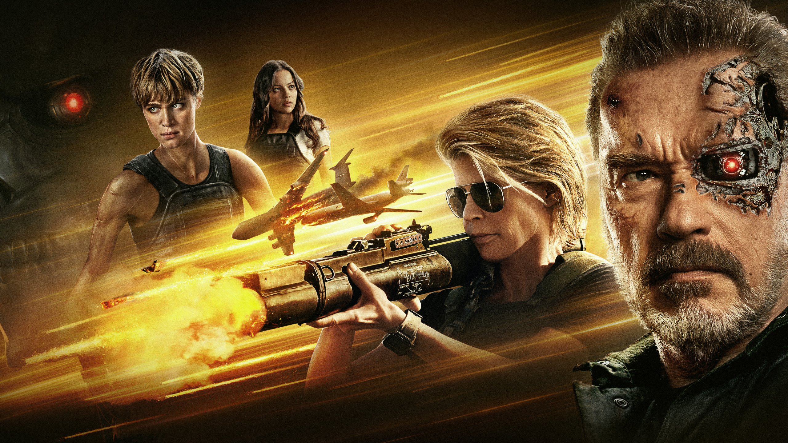 Terminator Dark Fate 2019, Linda Hamilton, James Cameron, Terminator Dark Fate, Sarah Connor. Wallpaper in 2560x1440 Resolution