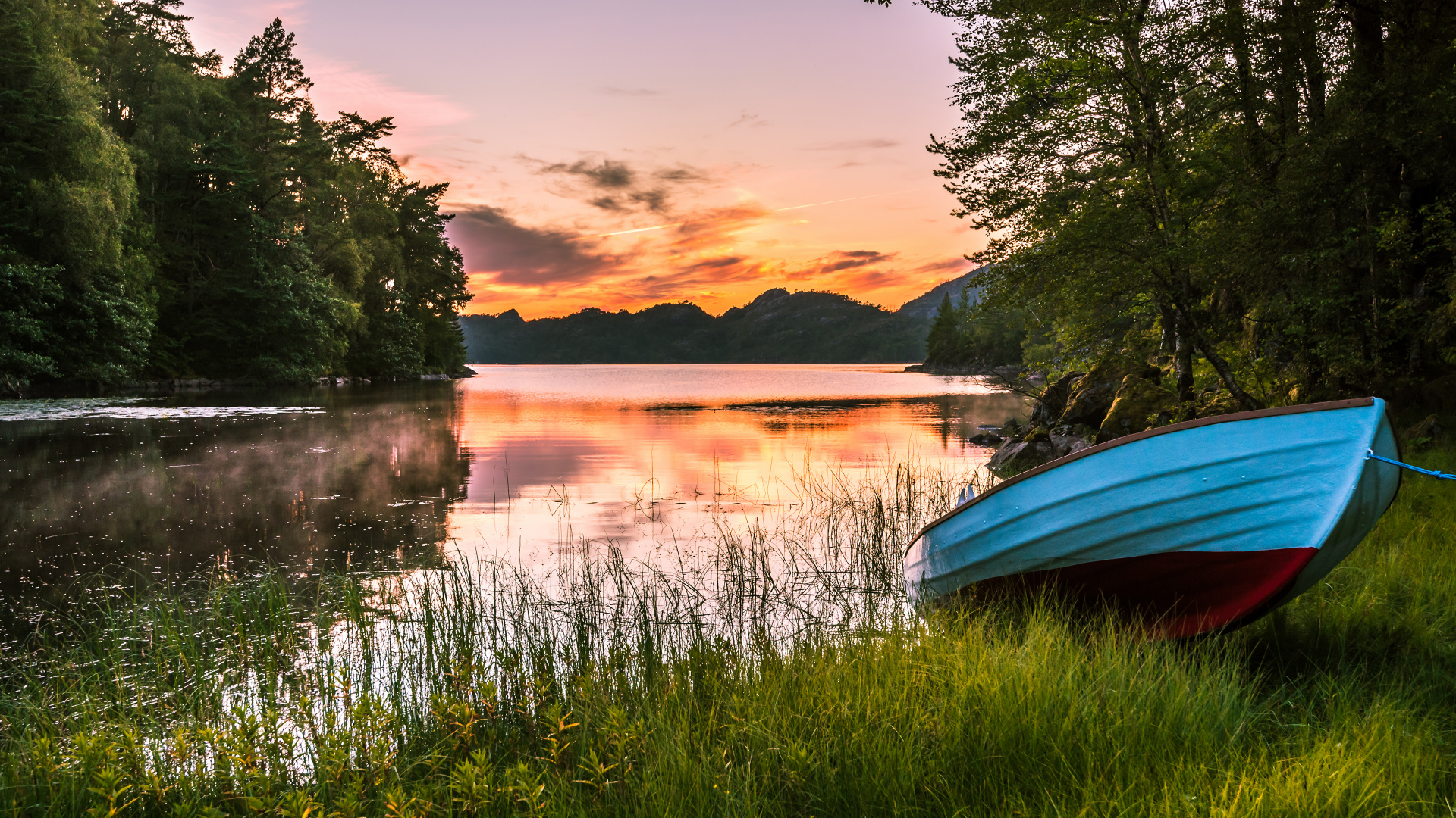 Boot, Bank, See, Wasser, Cloud. Wallpaper in 1920x1080 Resolution