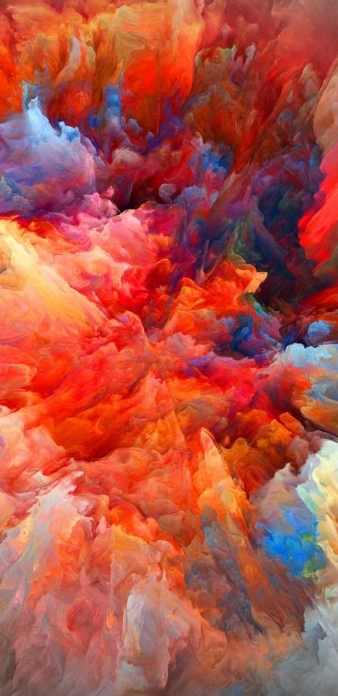 Blue Red and White Abstract Painting. Wallpaper in 1440x2960 Resolution