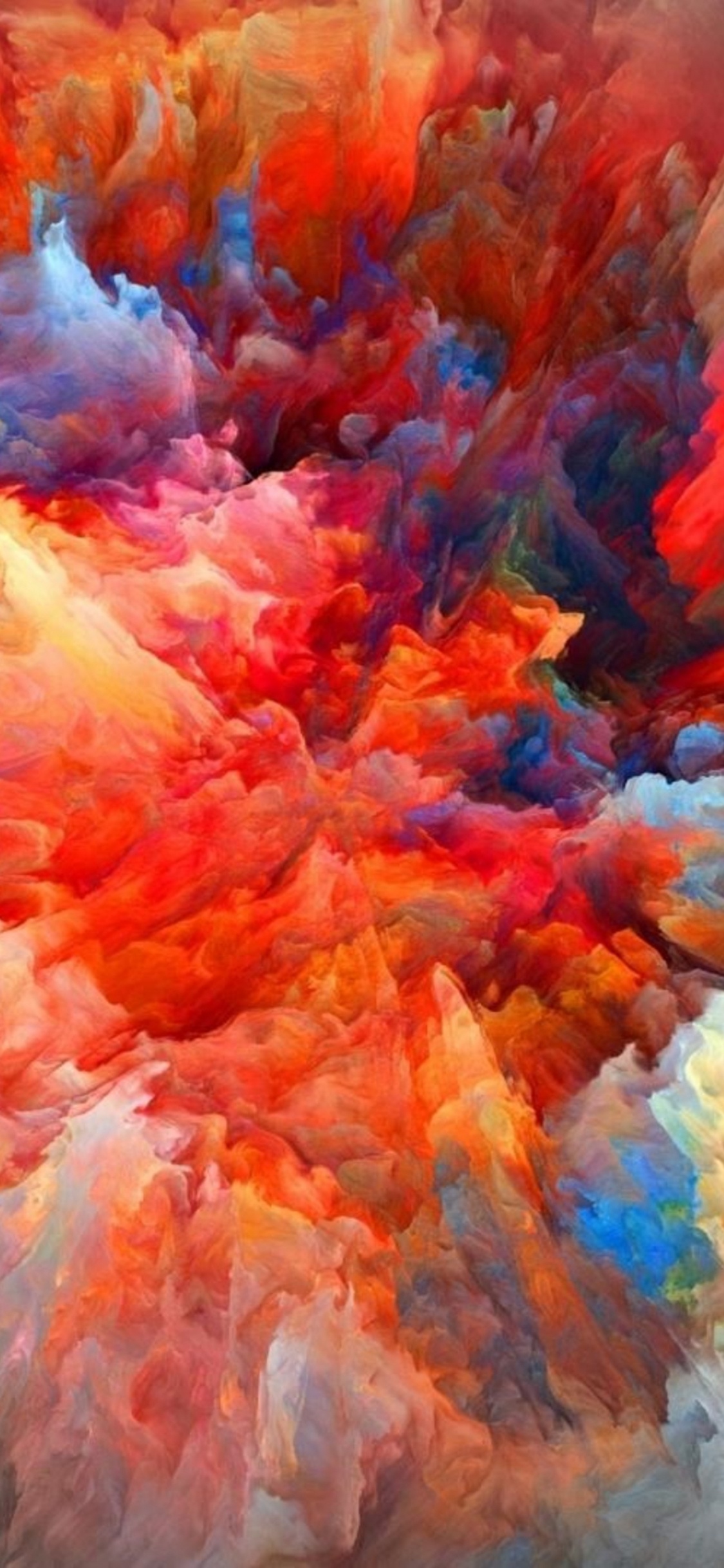 Pintura Abstracta Azul Rojo y Blanco. Wallpaper in 1125x2436 Resolution