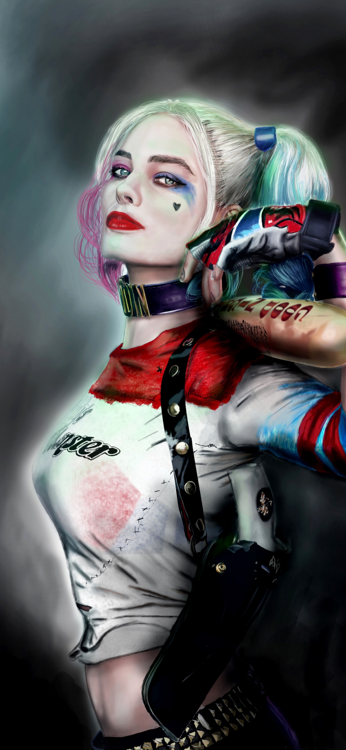 Harley Quinn, Batman, dc Comics, Gesto, Arte. Wallpaper in 1125x2436 Resolution