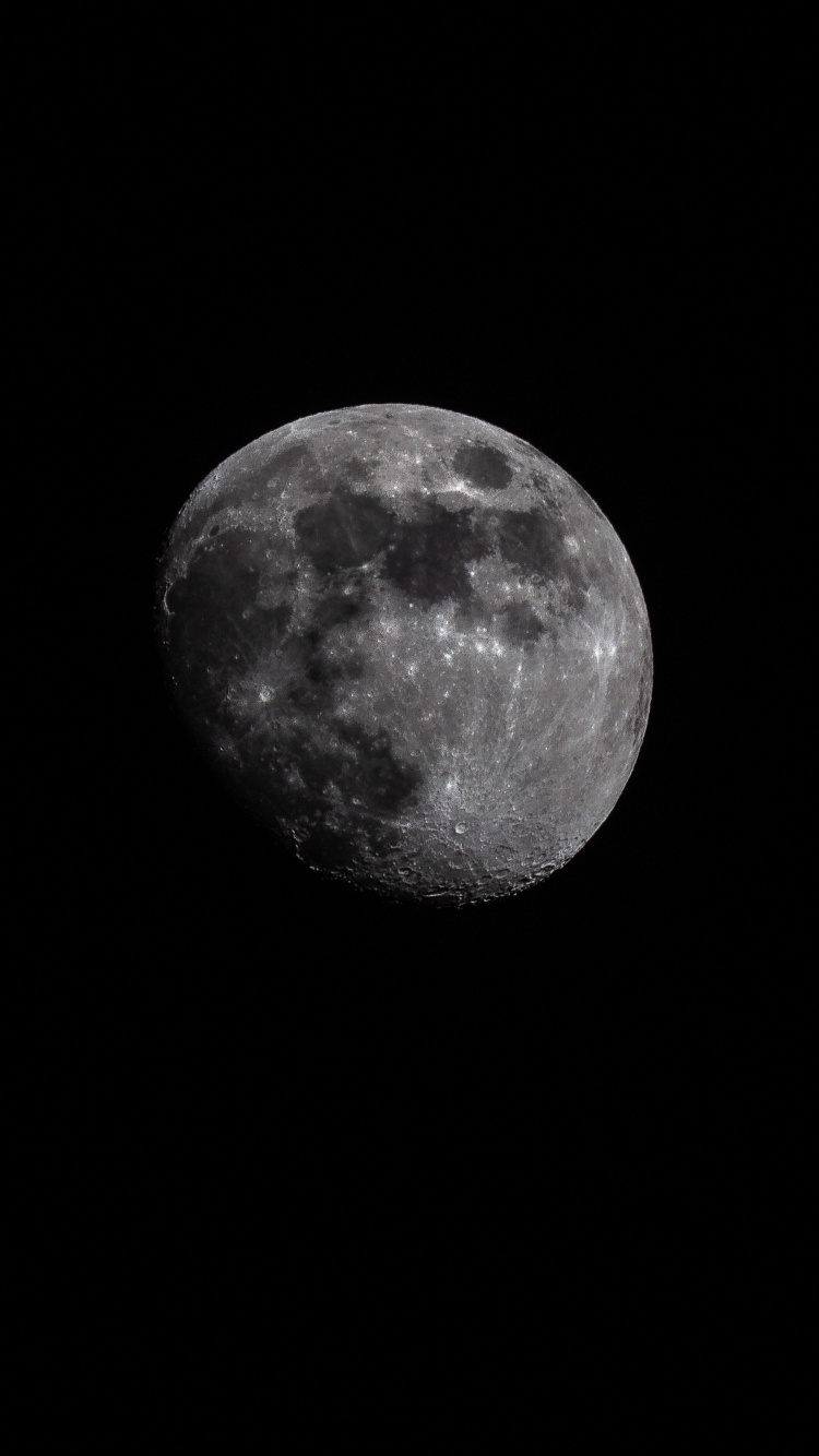 Luna Llena en el Cielo de la Noche Oscura. Wallpaper in 750x1334 Resolution