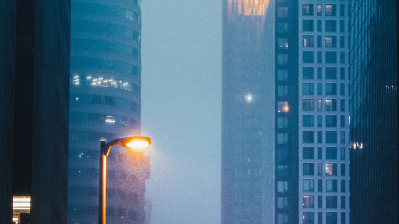 Street, Wolkenkratzer, Gebäude, Atmosphäre, Tageszeit. Wallpaper in 1366x768 Resolution