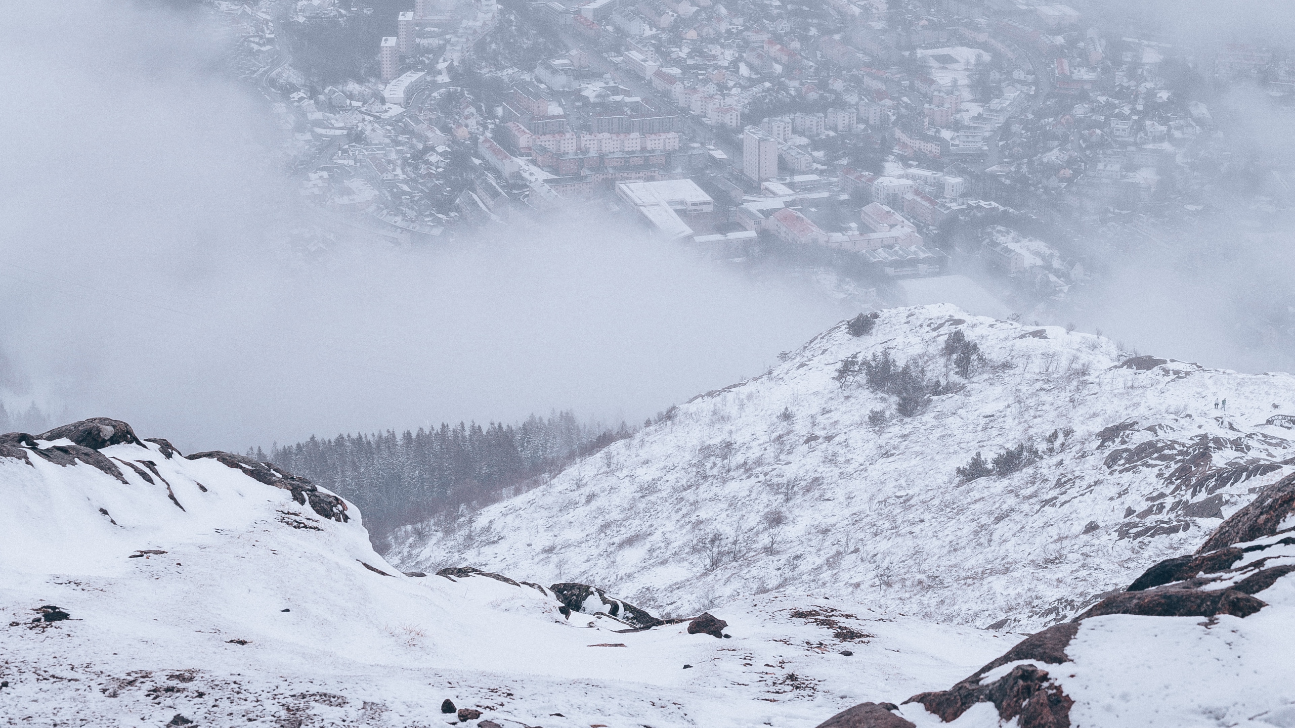 Einfrieren, Schnee, Bergigen Landschaftsformen, Fiel, Winter. Wallpaper in 2560x1440 Resolution