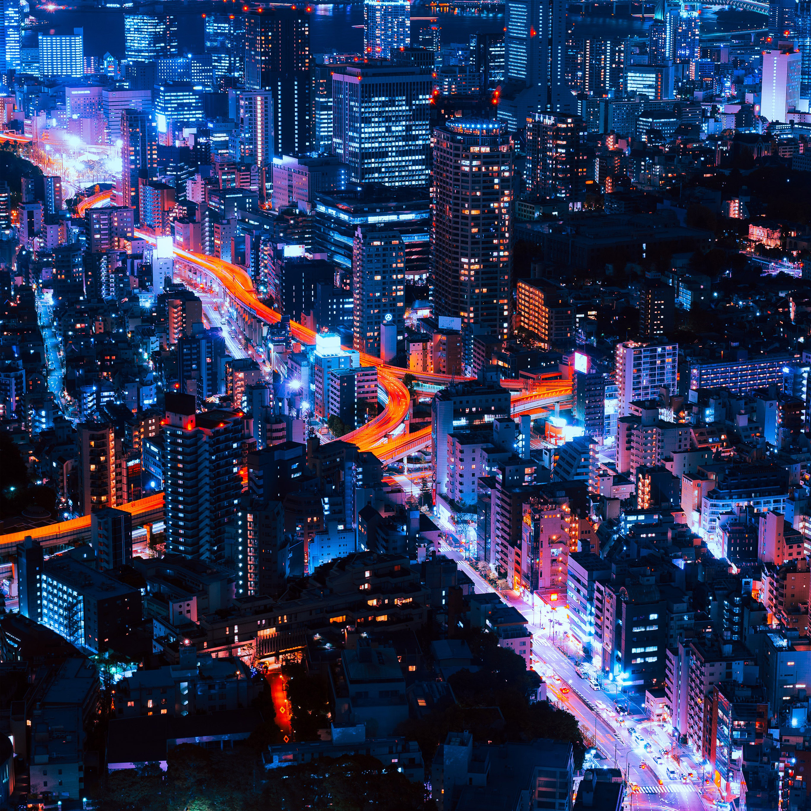 Wallpaper Aerial View of City During Night Time Background  Download Free  Image