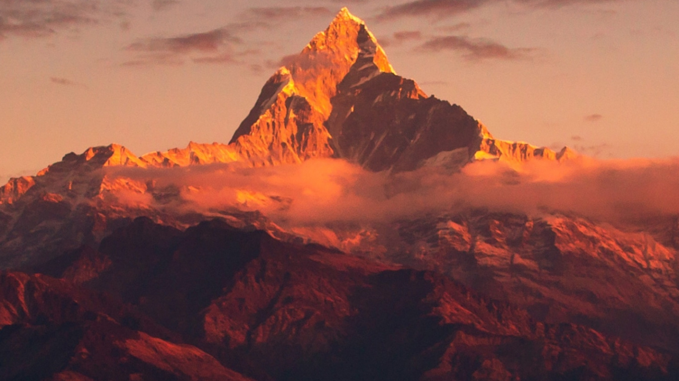 el Monte Everest, Montaña, Cumbre, Ambiente, Naturaleza. Wallpaper in 1366x768 Resolution