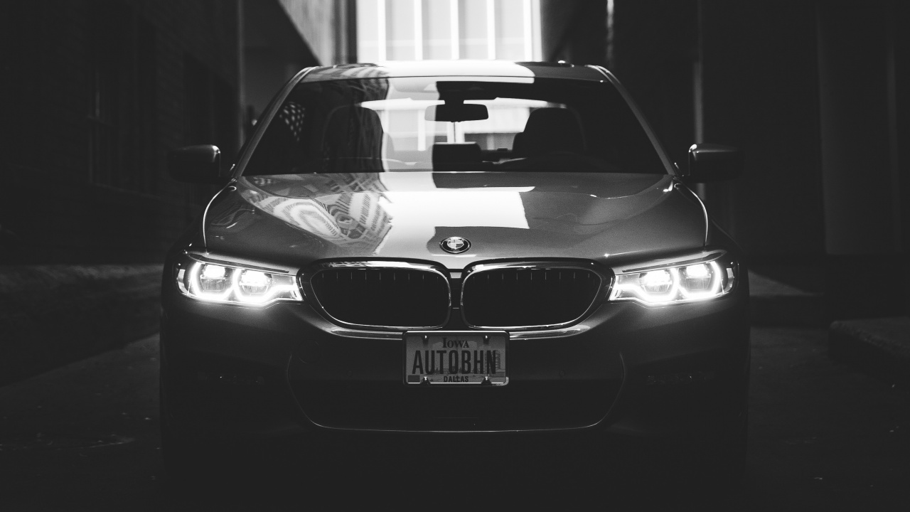 Grayscale Photo of Car in Tunnel. Wallpaper in 1280x720 Resolution