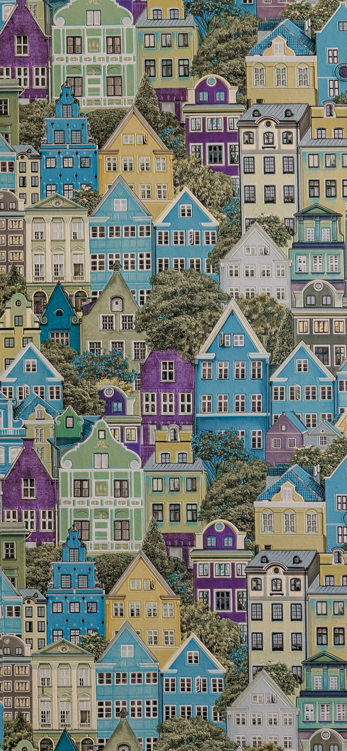 Peinture Abstraite Bleu Blanc et Vert. Wallpaper in 1125x2436 Resolution