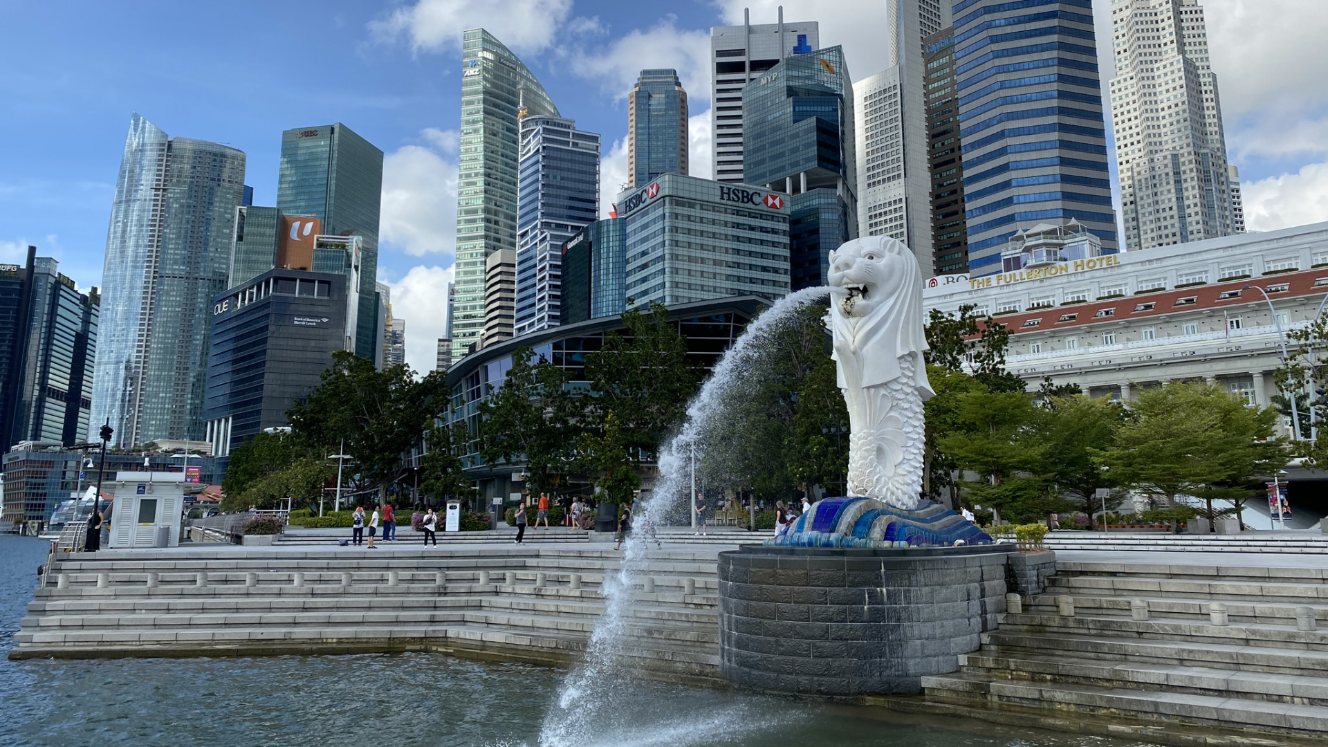 Singapur, Wasser, Tower Block, Tageszeit, Brunnen. Wallpaper in 1920x1080 Resolution