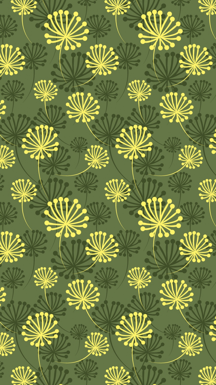 Grün-weißes Florales Textil. Wallpaper in 750x1334 Resolution