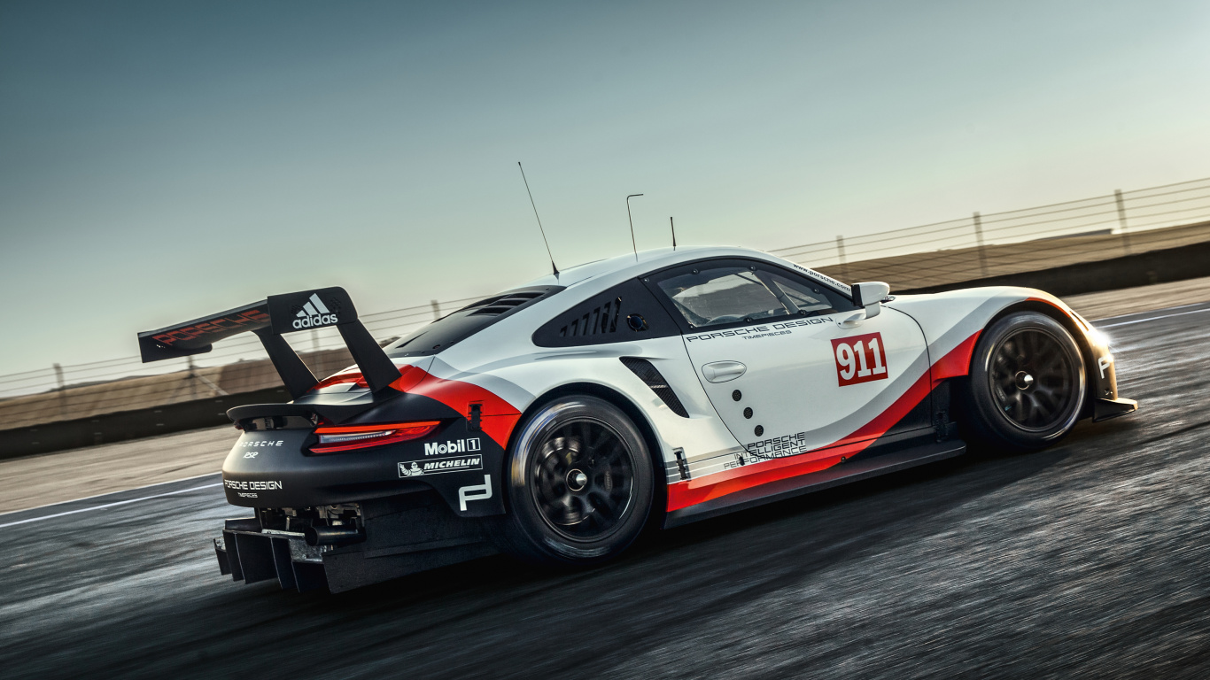 Weiß-roter Porsche 911 Unterwegs. Wallpaper in 1366x768 Resolution