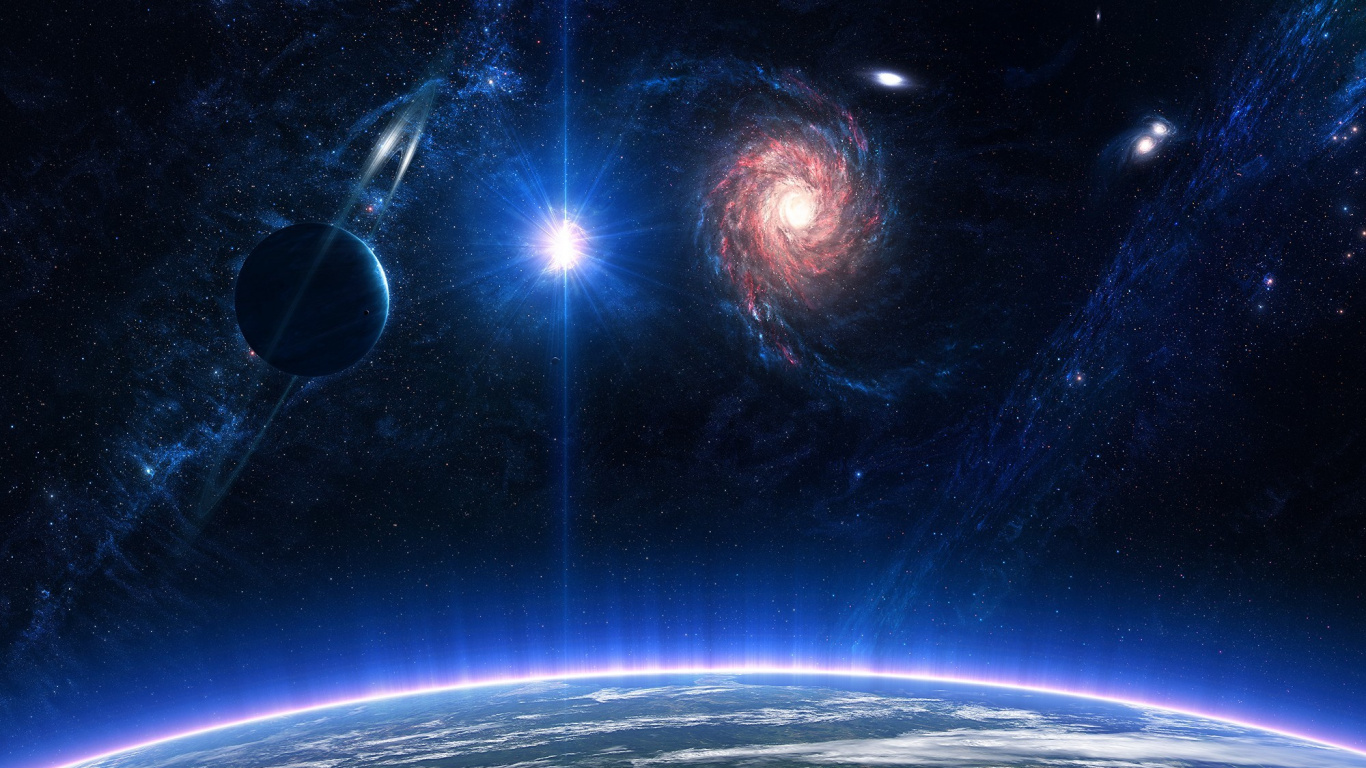 Ilustración de Galaxia Azul y Blanca. Wallpaper in 1366x768 Resolution