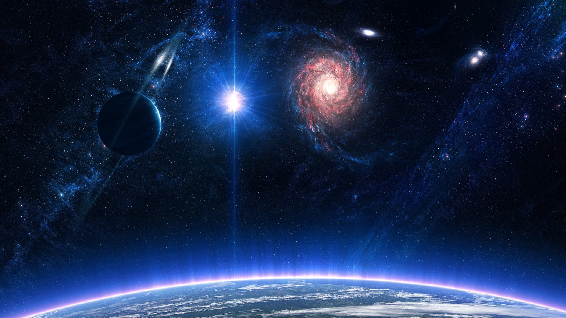 Ilustración de Galaxia Azul y Blanca. Wallpaper in 1920x1080 Resolution