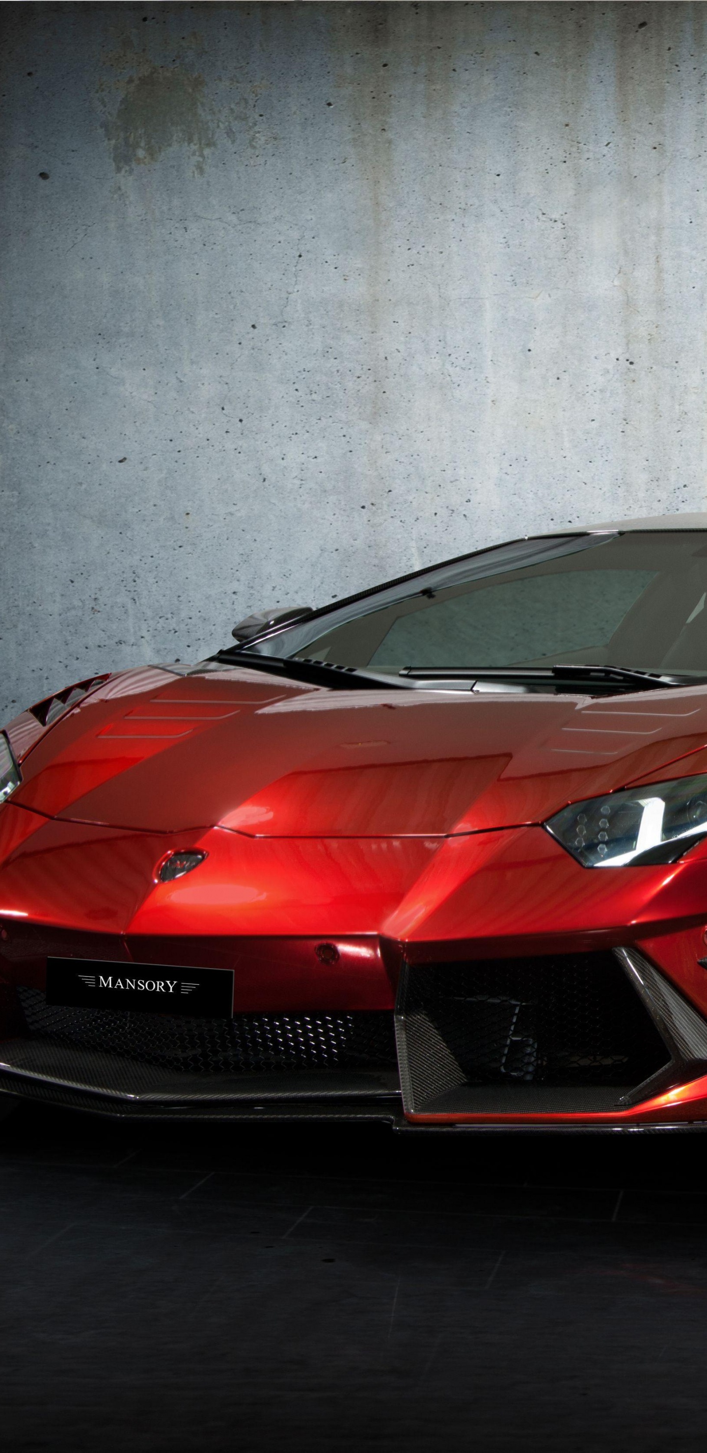 Red Ferrari 458 Italia Parked Beside White Wall. Wallpaper in 1440x2960 Resolution