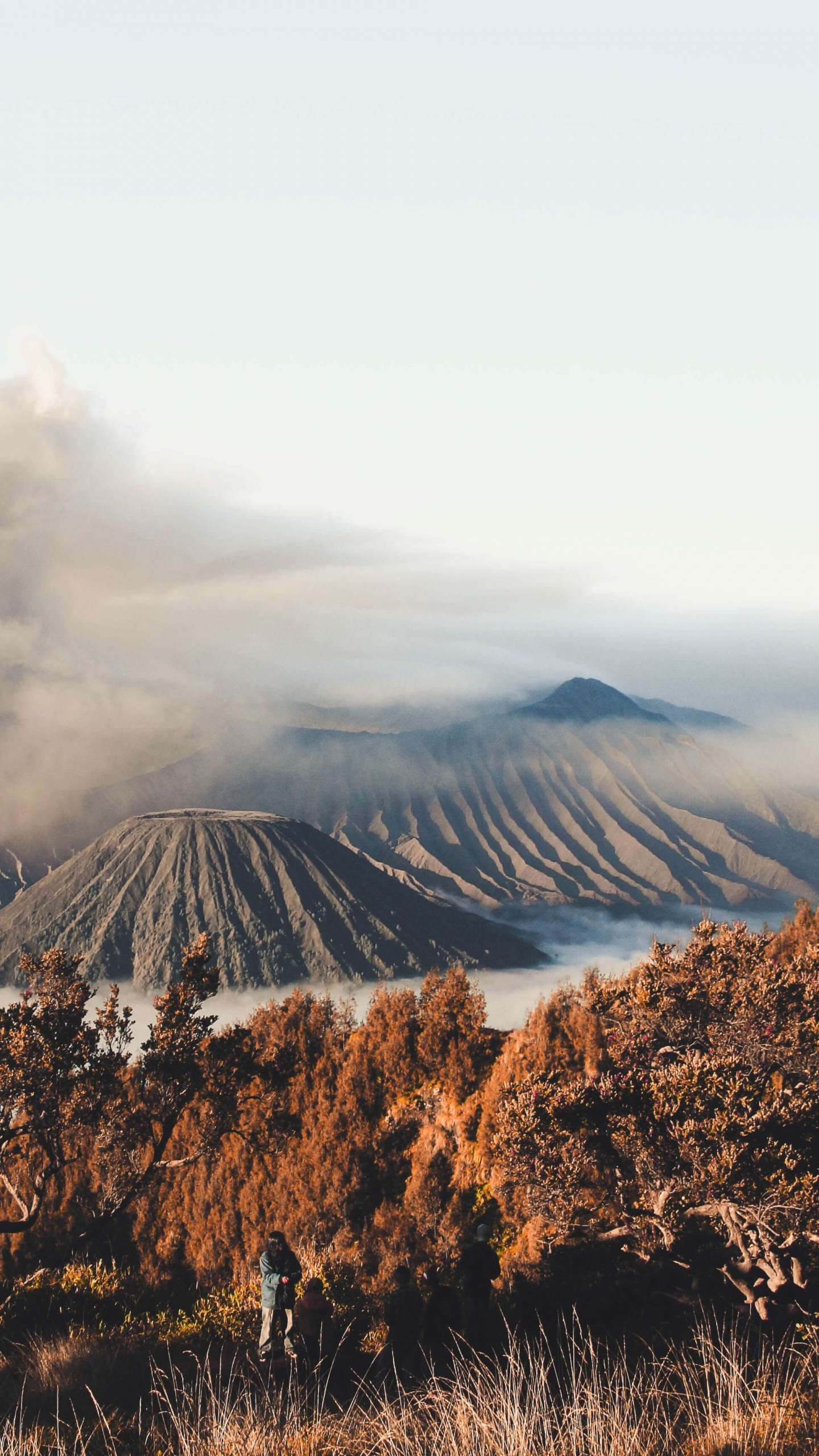Brown and Green Mountain Under White Clouds During Daytime. Wallpaper in 1440x2560 Resolution