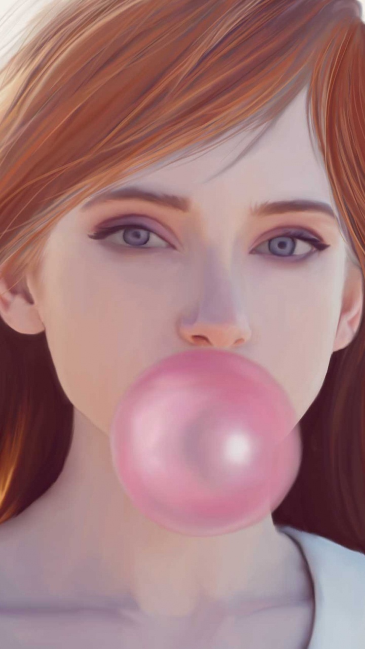 Frau Mit Blonden Haaren Hält Rosa Ballon. Wallpaper in 720x1280 Resolution