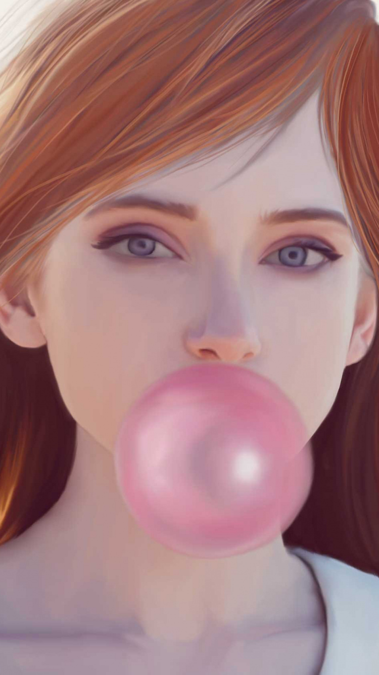 Mujer Con Cabello Rubio Sosteniendo Globo Rosa. Wallpaper in 750x1334 Resolution