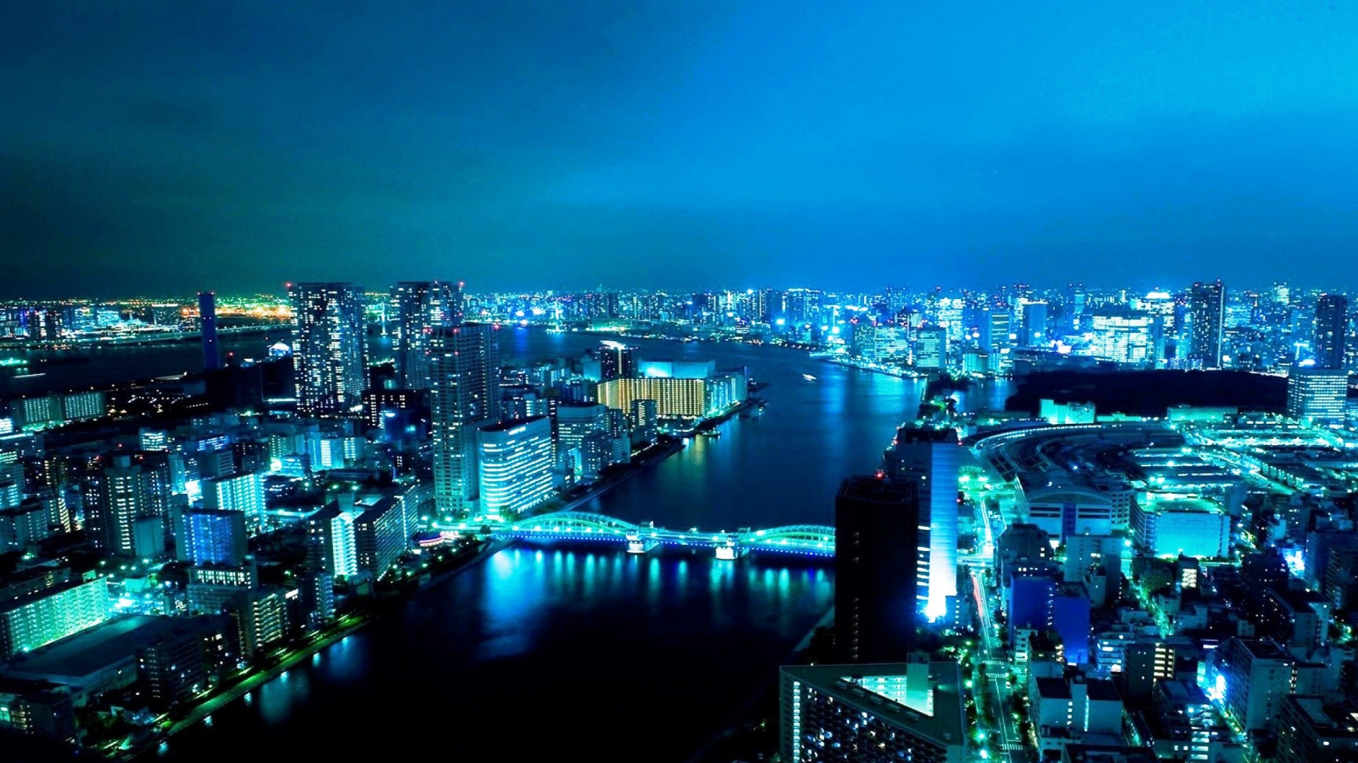 City Skyline During Night Time. Wallpaper in 1920x1080 Resolution