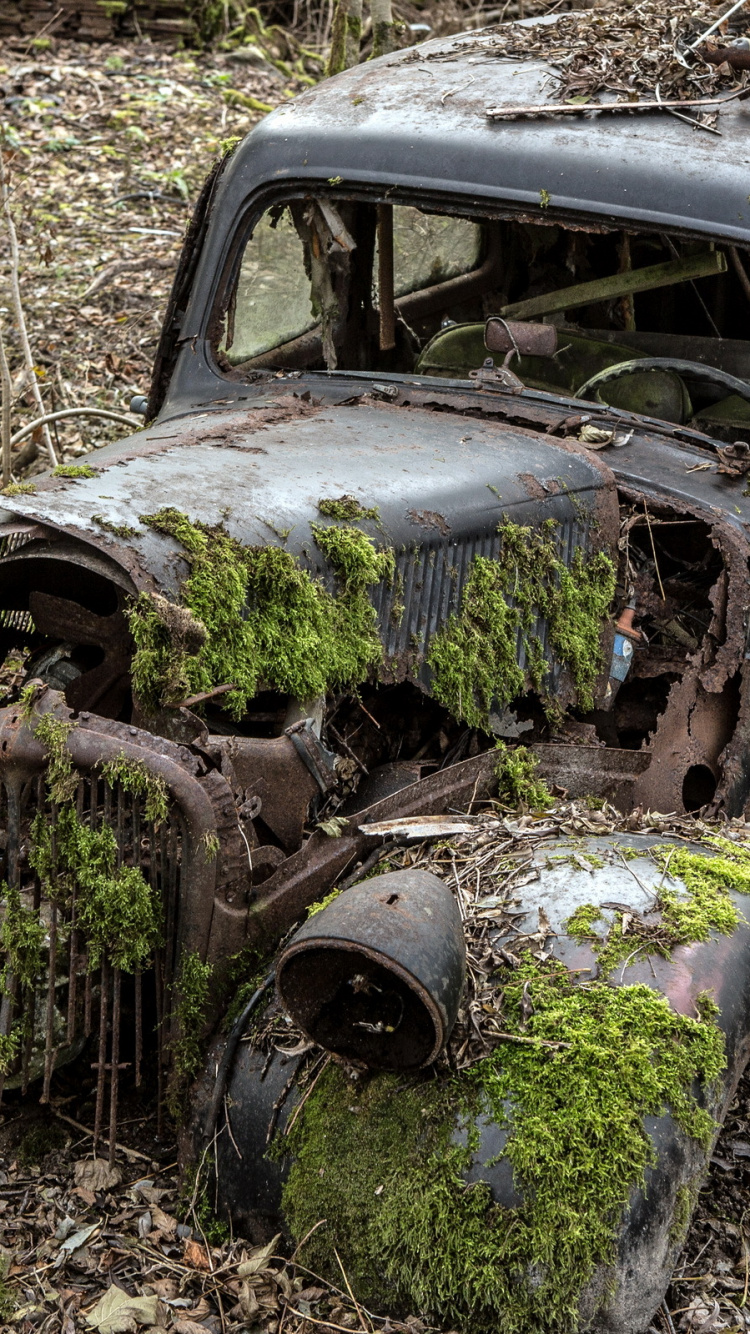 Grün-brauner Oldtimer Vintage. Wallpaper in 750x1334 Resolution