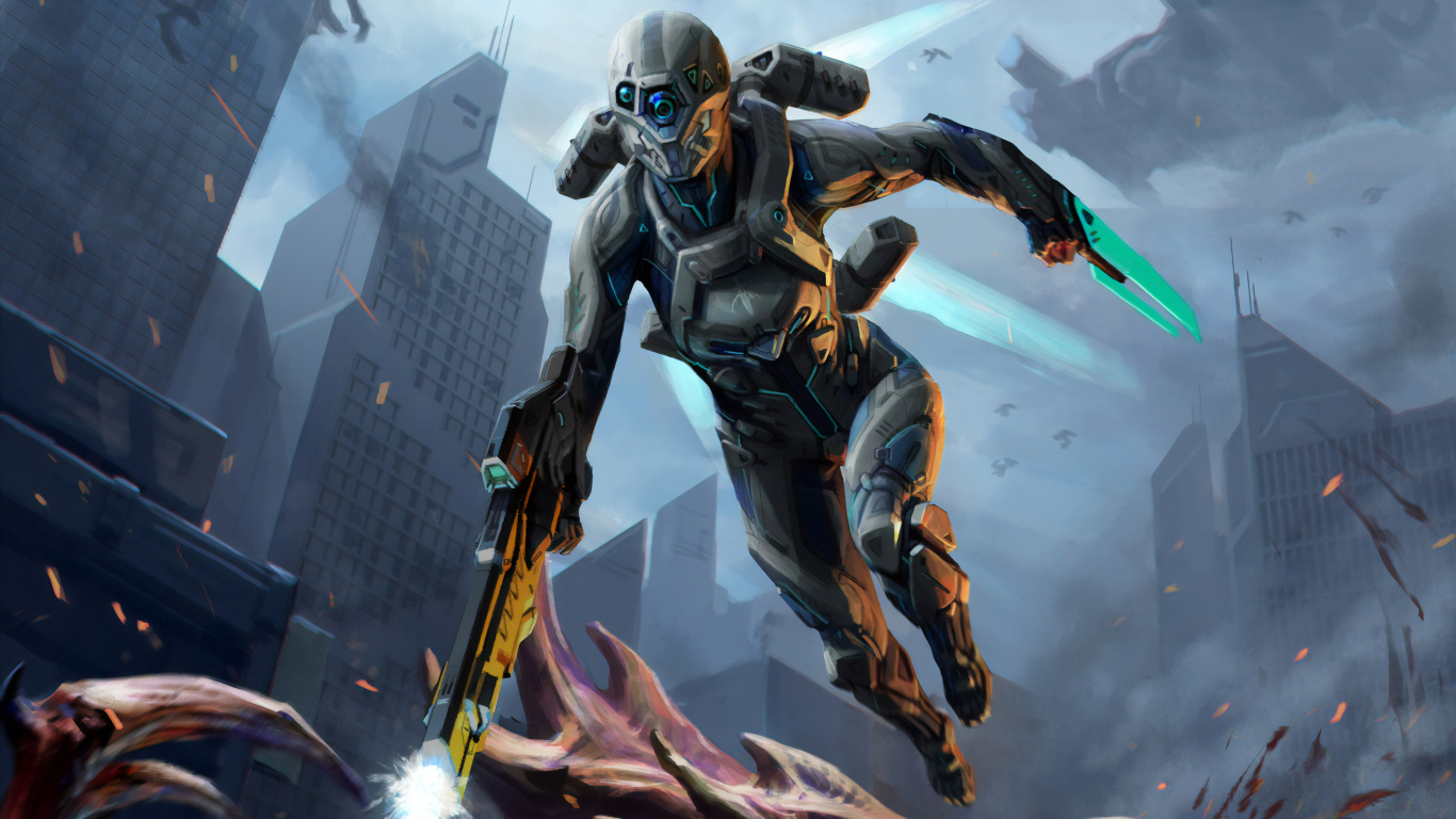 Juego de Pc, Mecha, Ilustración, Demonio, Juego de Aventura de Acción. Wallpaper in 1366x768 Resolution