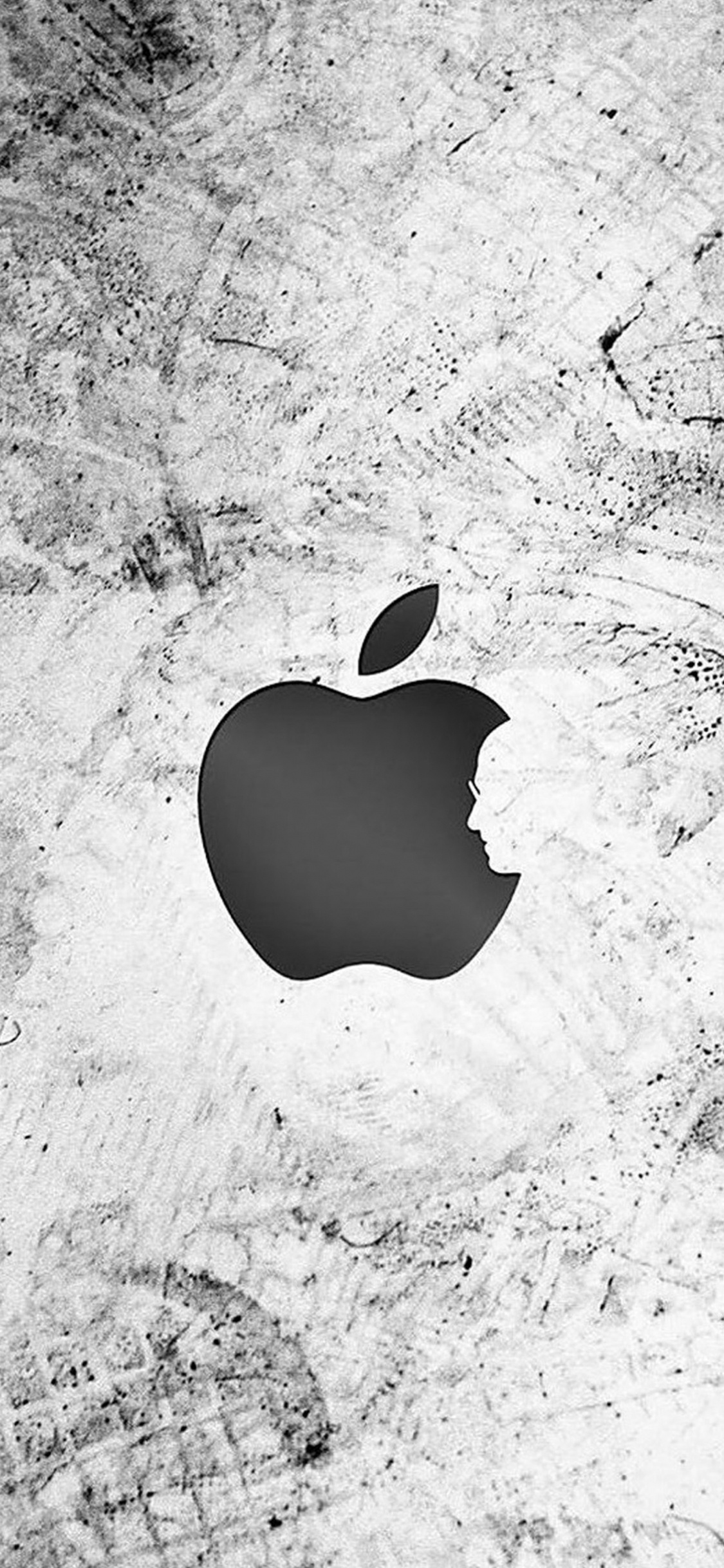 Logo Pomme Blanche Sur Une Surface Noire et Blanche. Wallpaper in 1125x2436 Resolution