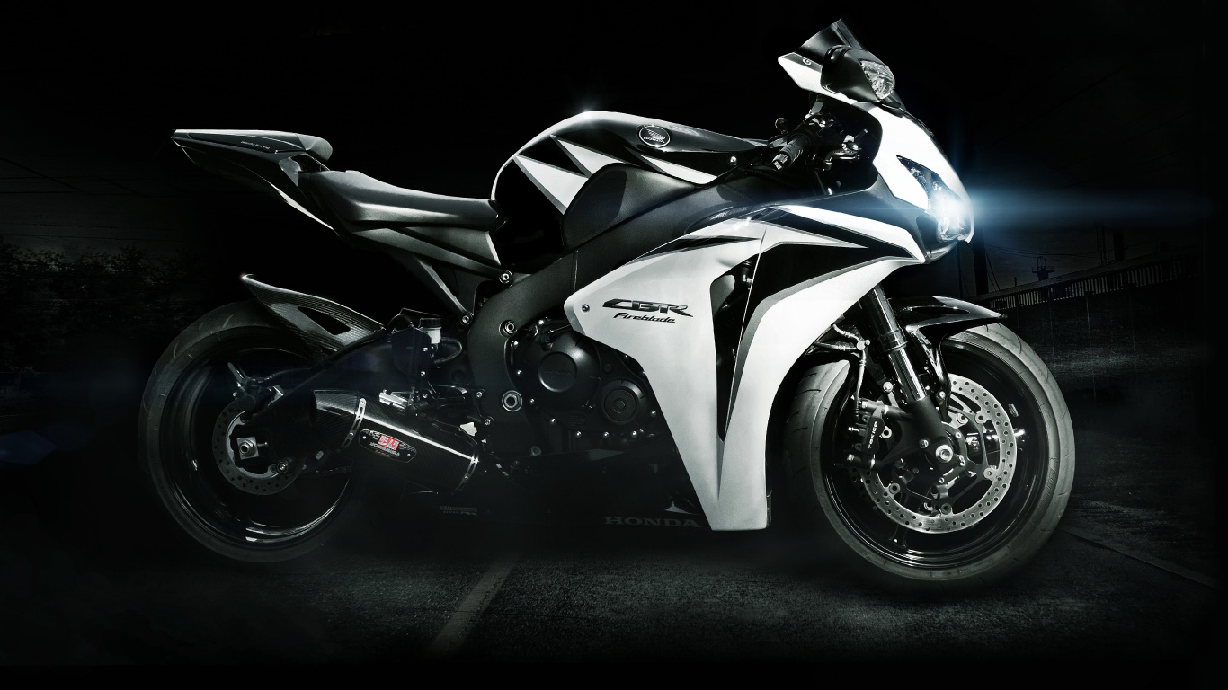 White and Black Sports Bike. Wallpaper in 1366x768 Resolution