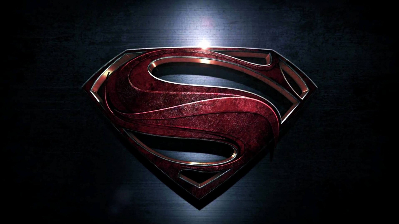 Red and Black Superman Logo. Wallpaper in 1366x768 Resolution