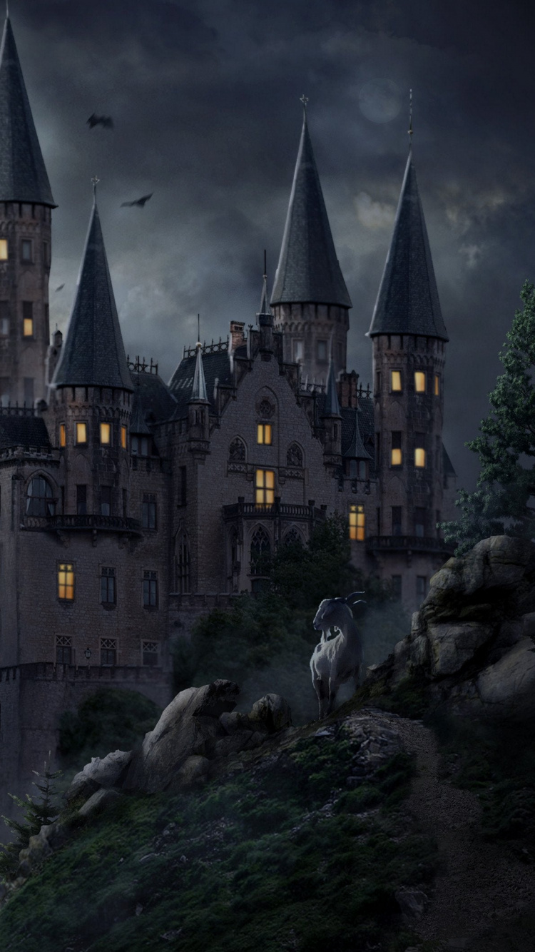 Haunted Castle Fantasy Art, Jutsu, Art, Haunted House, Artist. Wallpaper in 750x1334 Resolution