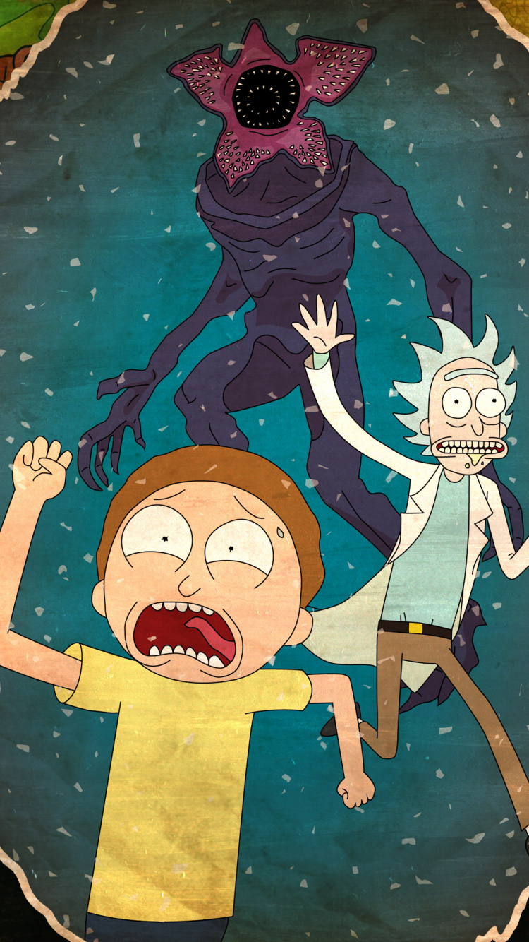 莫蒂*史密斯, 里克斯*桑切斯, 艺术, 卡通, 图形设计 壁纸 750x1334 允许