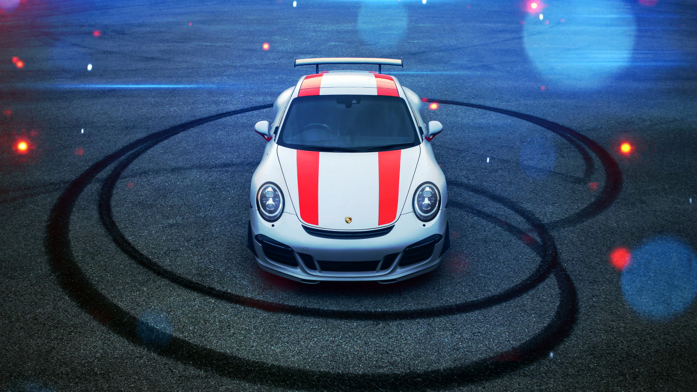 White Porsche 911 on Road During Daytime. Wallpaper in 1366x768 Resolution