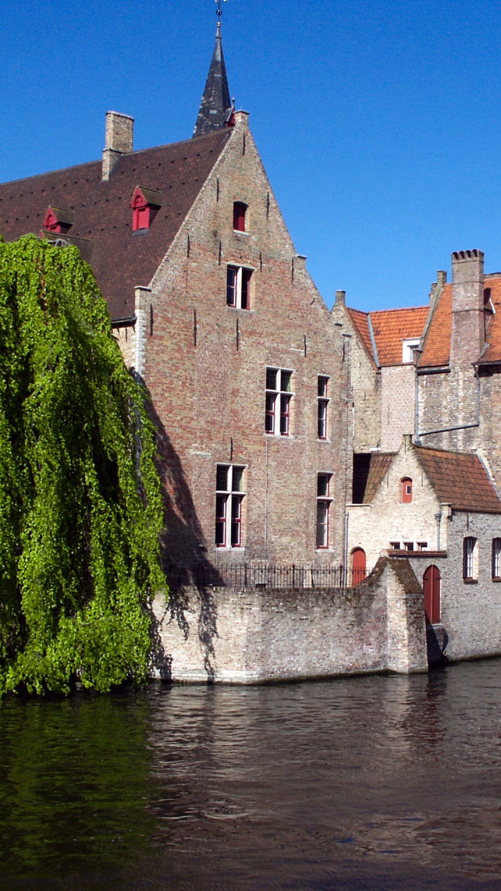 Braunes Betongebäude am Fluss Tagsüber. Wallpaper in 720x1280 Resolution