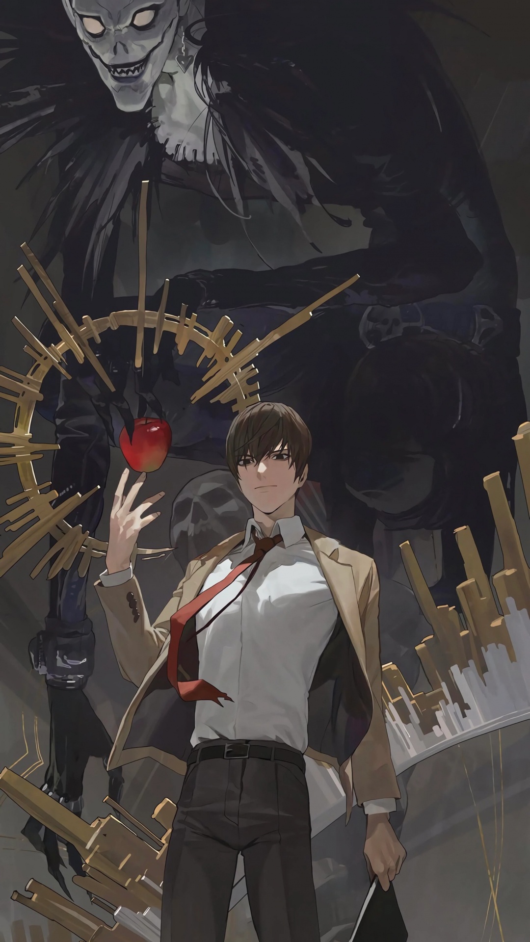 Art, Light Yagami, Death Note, Anime, Cartoon. Wallpaper in 1080x1920 Resolution