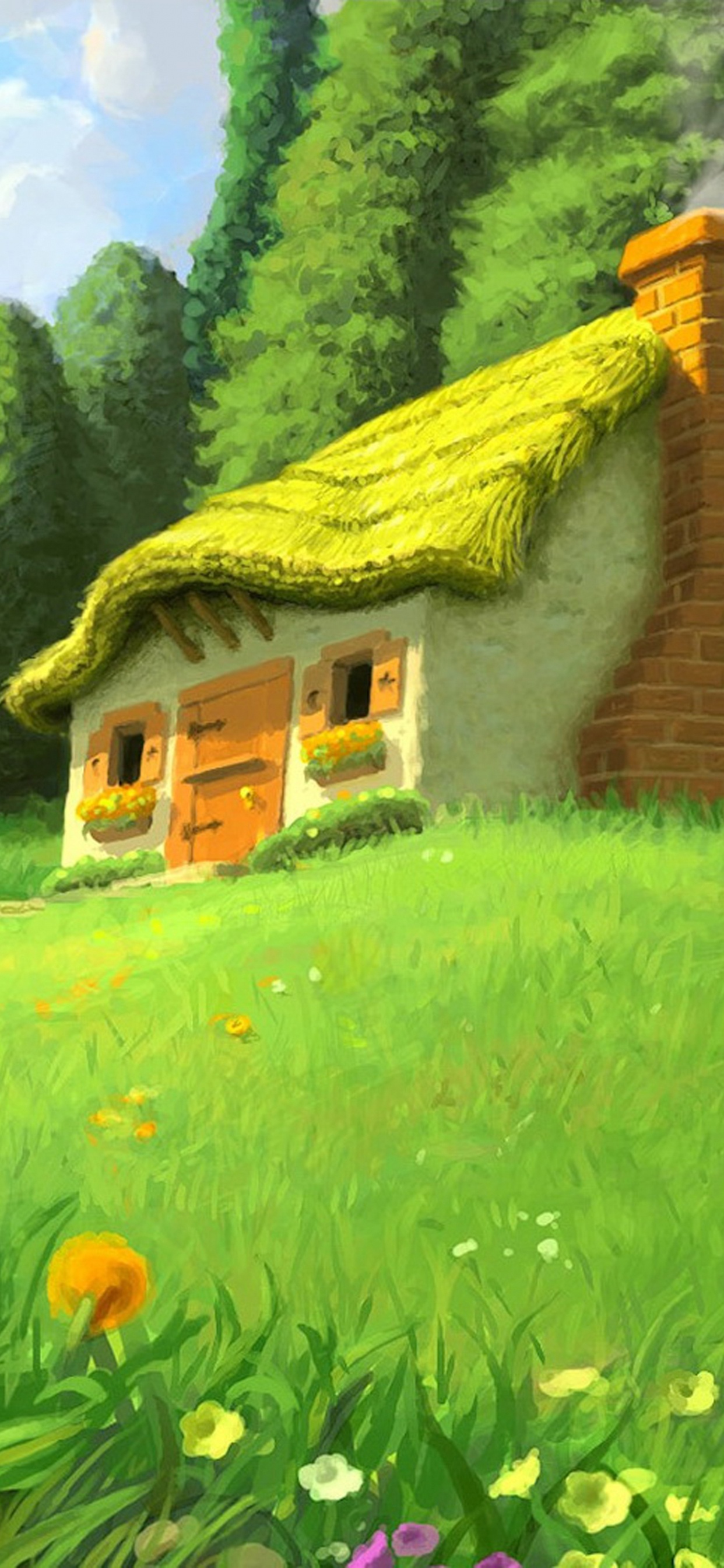 Casa de Madera Marrón en el Campo de Hierba Verde Cerca de Árboles Verdes Durante el Día. Wallpaper in 1242x2688 Resolution