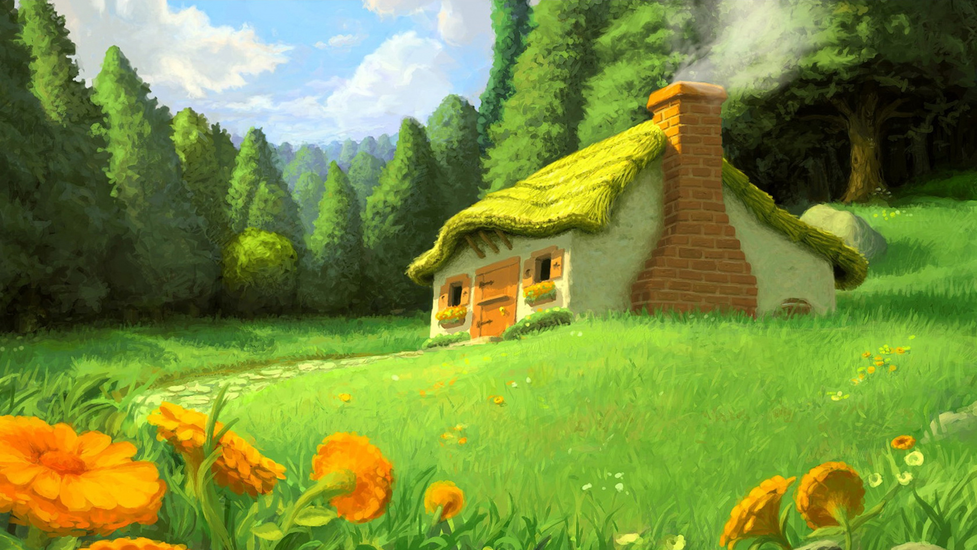 Brown Wooden House on Green Grass Field Near Green Trees During Daytime. Wallpaper in 1920x1080 Resolution