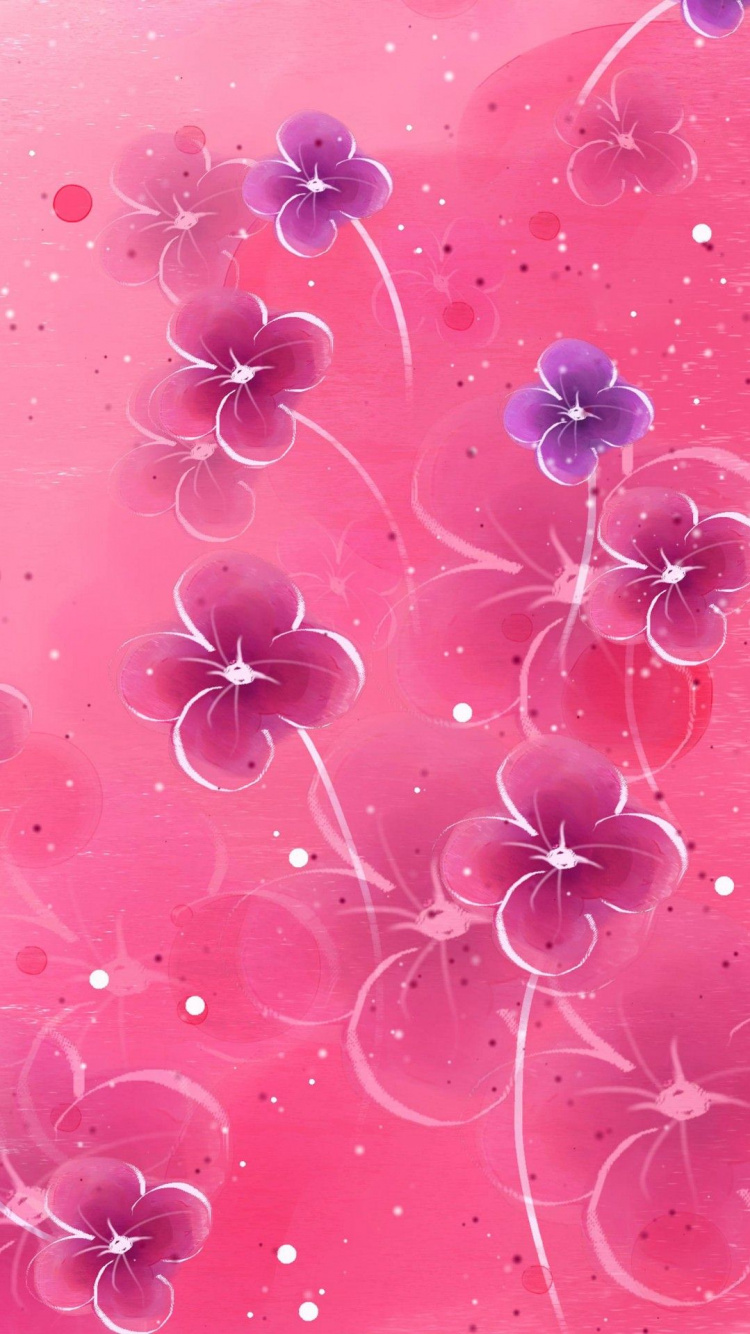 Pink and White Floral Textile. Wallpaper in 750x1334 Resolution